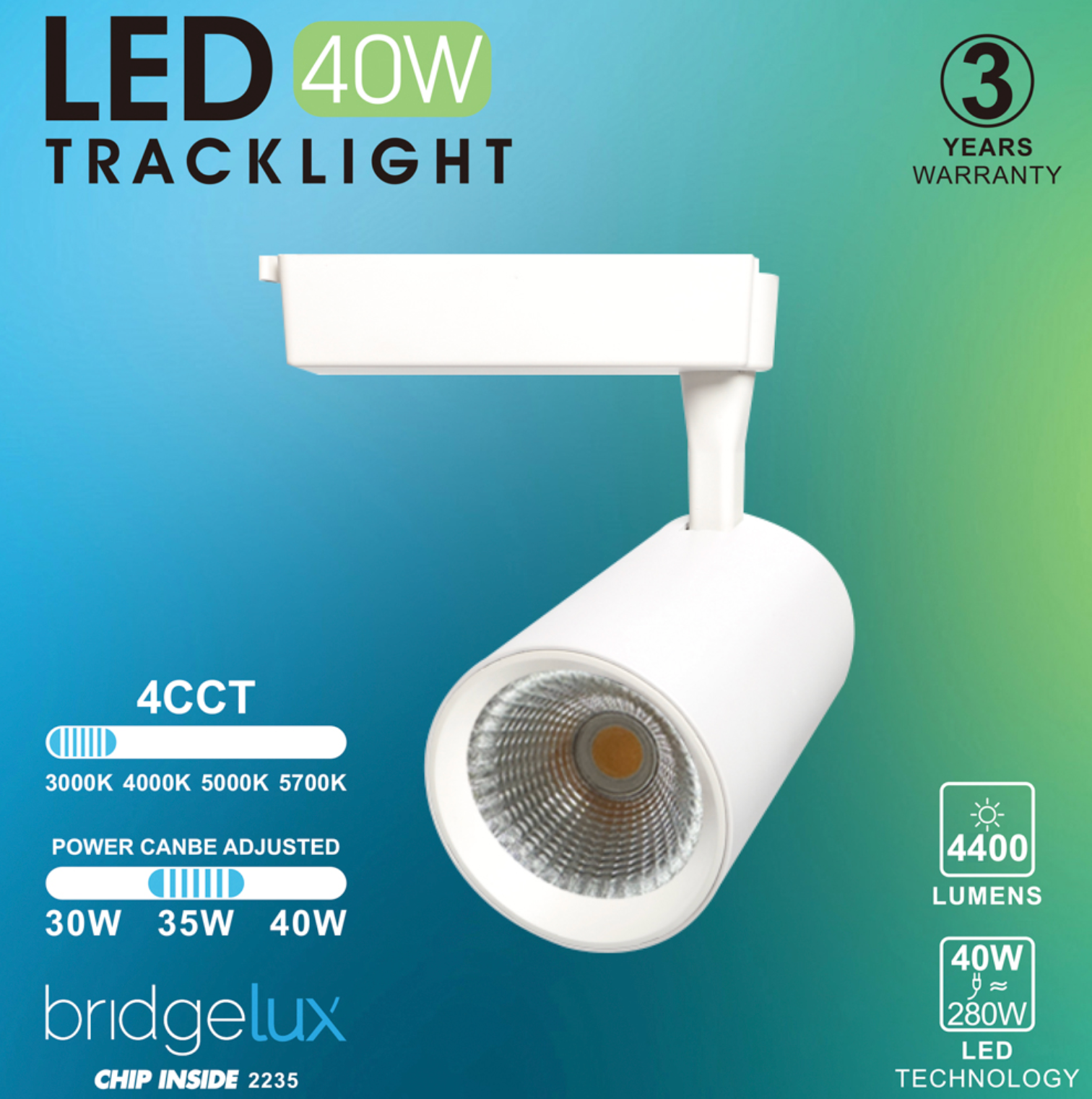 LED Spotlight 30–40W 3CCT Vit